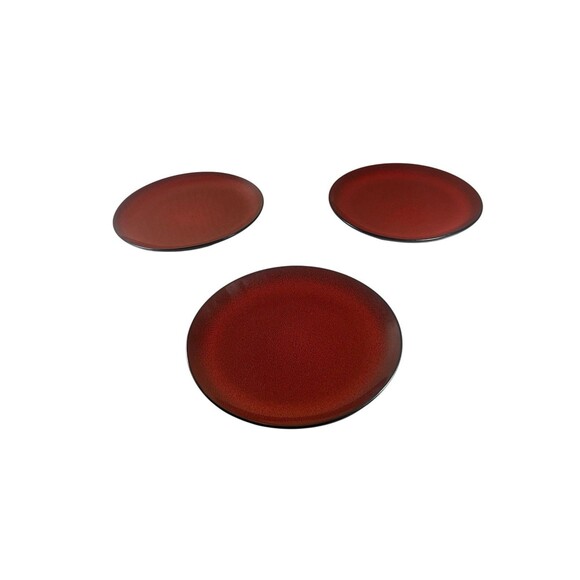 Gibson Designs Soho Lounge Round Burgundy Salad Plate 7 7/8” Set Of 3 - Picture 5 of 7